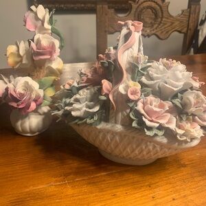 💐 💕Set of 2 Capodimonté Porcelain Flowers made in Italy🌸